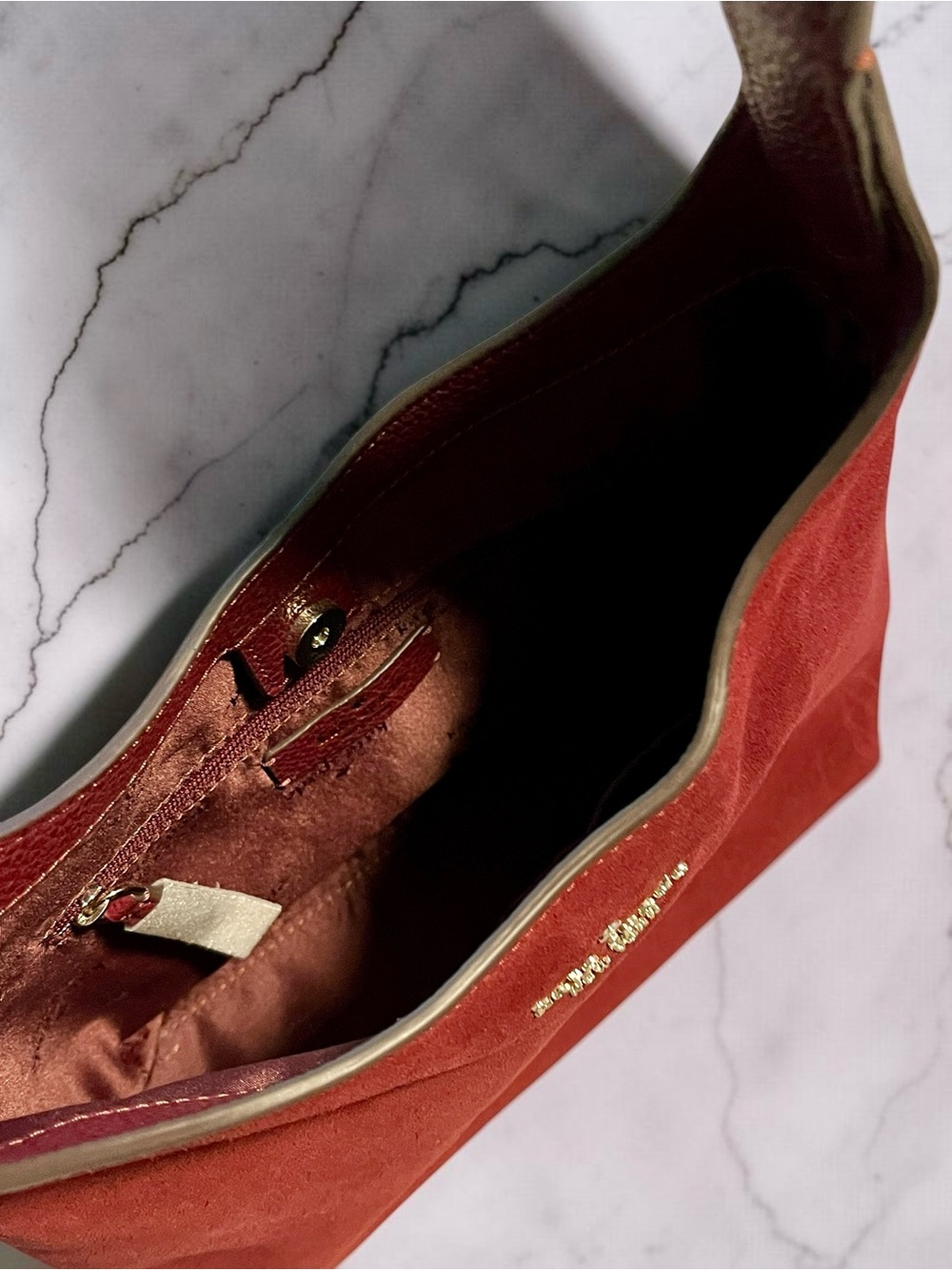 Kate Spade New York Burgundy Suede Hobo Shoulder Bag | Genuine Leather Trim - Picture 4 of 10